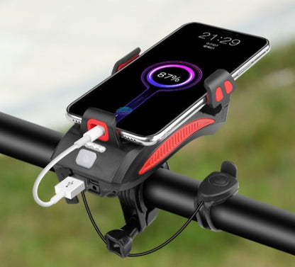 Rechargeable Bike Lights and Horn Phone Holder USB Charging Port