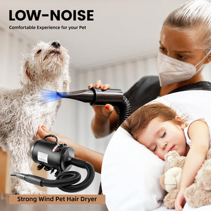 Pet Hair Dryer Grooming Blower Black