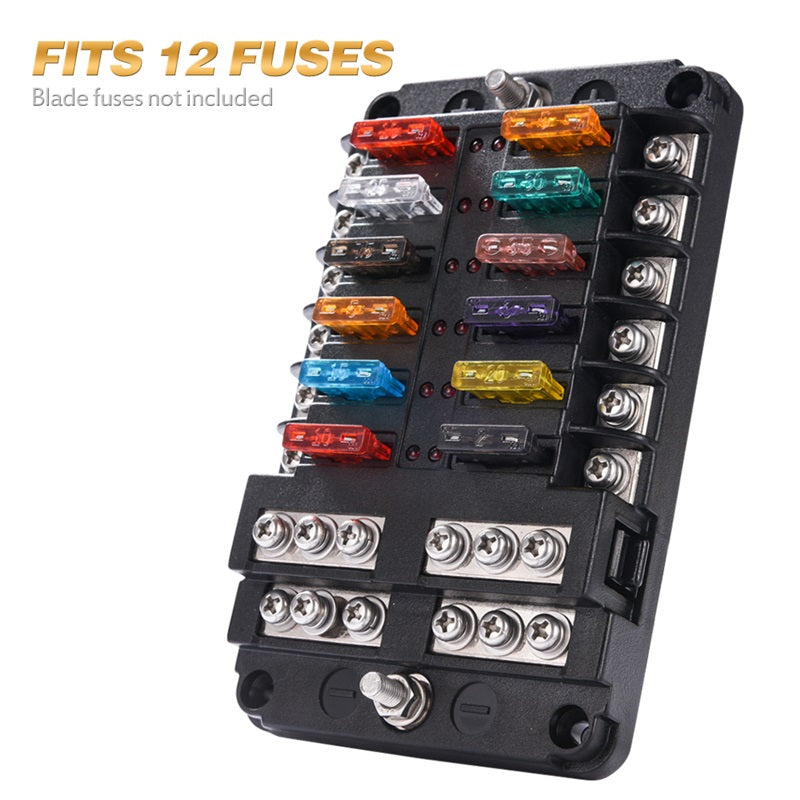 12 Circuit Negative Bus Blade Fuse Block