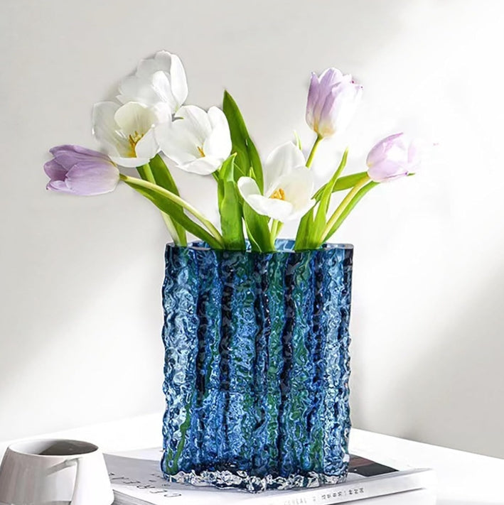 Blue Glacier Style Glass Vase