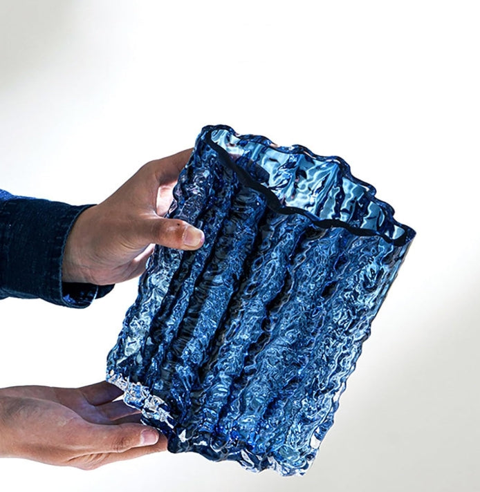Blue Glacier Style Glass Vase