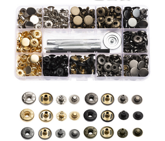 120Sets Leather Snaps Button Kit - 0.49 inch Metal Button,6 Color Snap