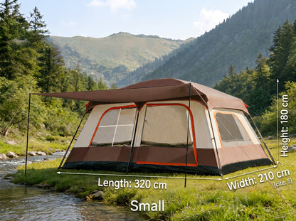 Family Cabin Camping Tent with Sunshade Awning QLY7133