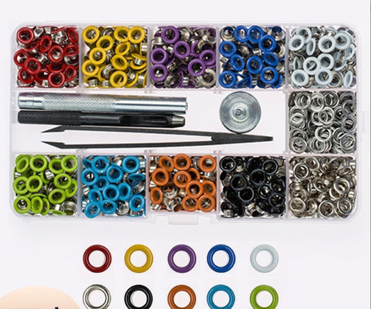 400PCS 5mm Colored Metal Eyelet Grommet Kit with Setting Tool, Painted Eyelets for Shoes, Leathercraft, Bags, Clothing & DIY Crafts