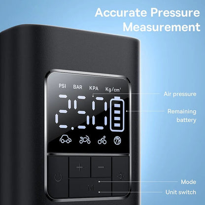 Baseus Car Air Inflator Portable Rechargeable With LCD Digital Display