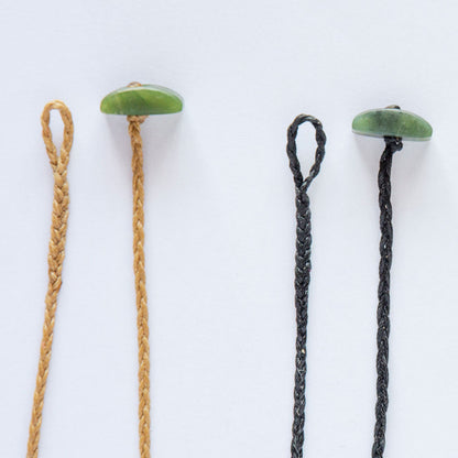 Plaited Cords with Jade Toggles -C5 Black