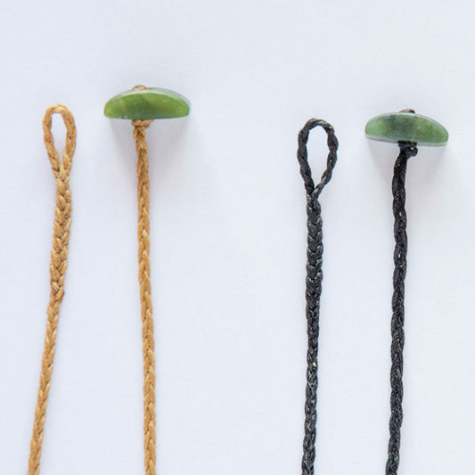 Plaited Cords with Jade Toggles -C5 Black