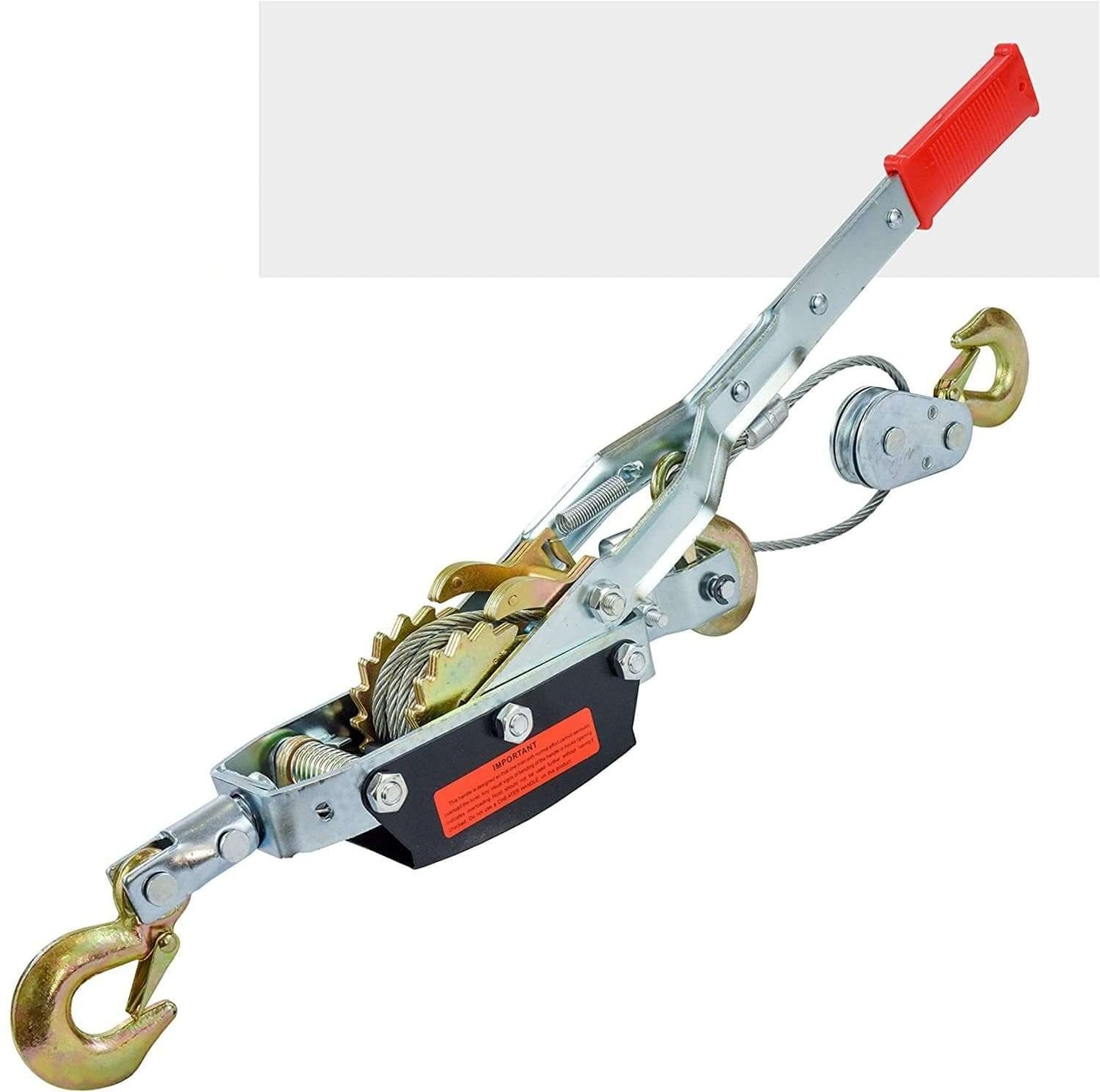 Steel cable winch with hooks