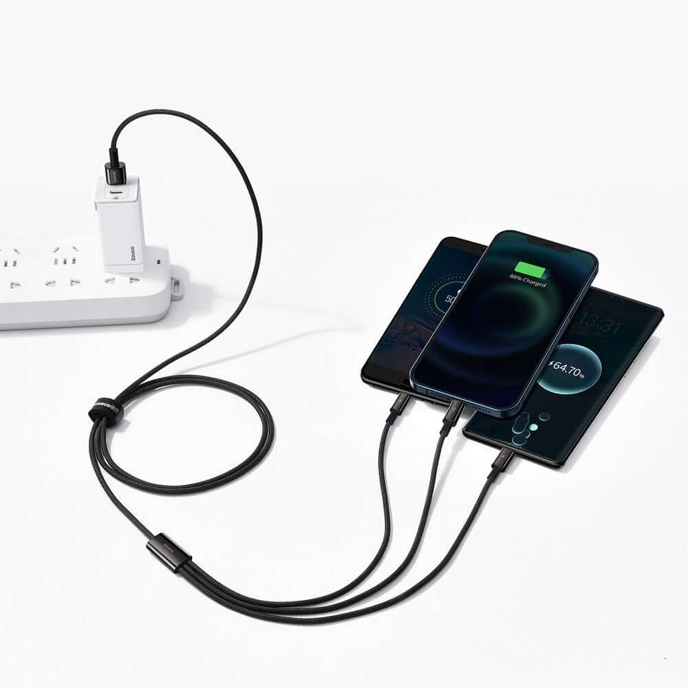 3 in 1 USB To Lightning / Micro USB / Type-C Multi 3.5A Fast Charging Cable 1.5M
