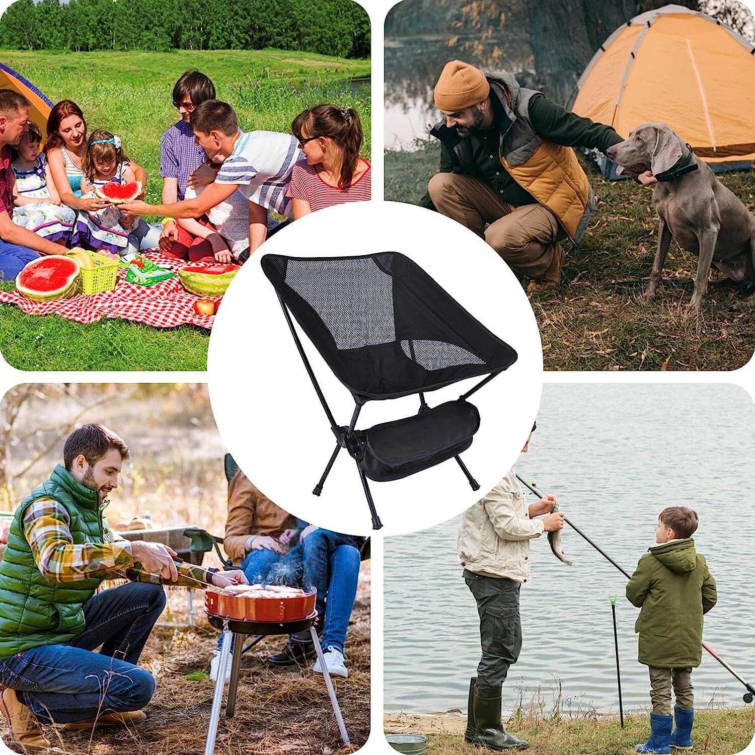 Compact camping chair folded