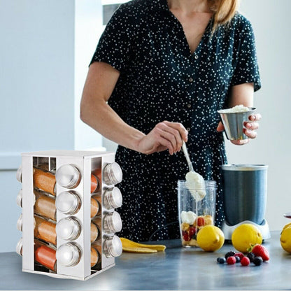 Spice Rack Stand Carousel Rotating Spice Rack Stand Glass 16 Jars
