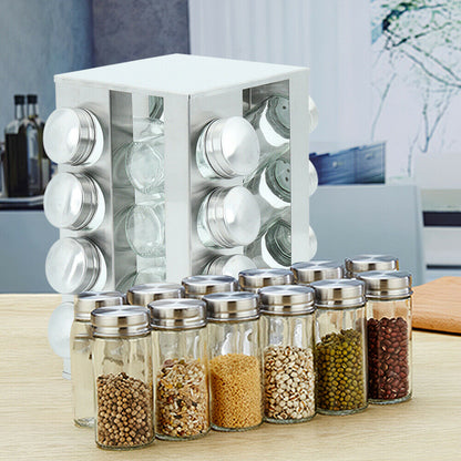 Spice Rack Stand Carousel Rotating Spice Rack Stand Glass 16 Jars
