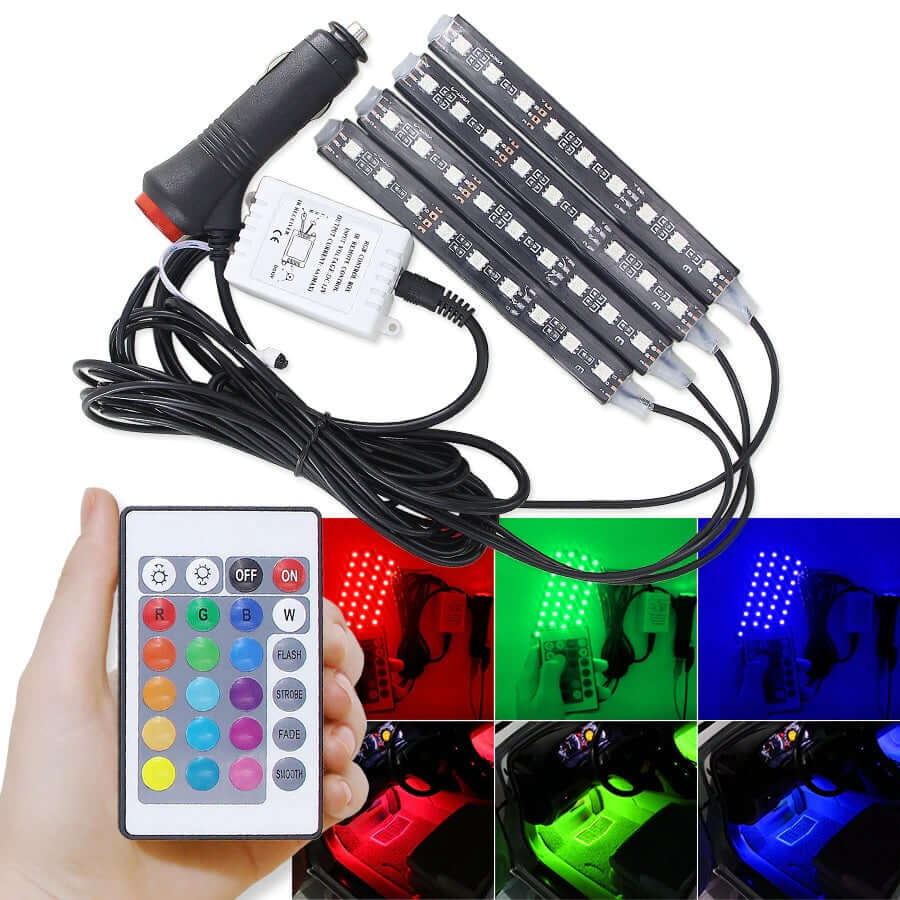 LED strips installed in car