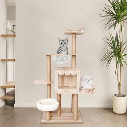 Cat Tree House Multi-Level Cat Tree House Condo with Hammock & Toys