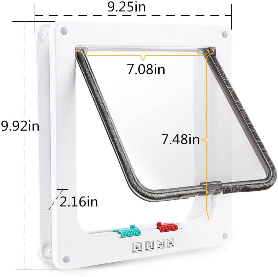 Cat door flap with measurement scale