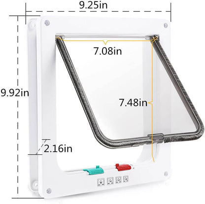 Cat door flap with measurement scale