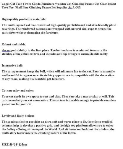 Cat Tree House Condo Furniture Cat Climbing Frame Cat Claw Board - The Shopsite