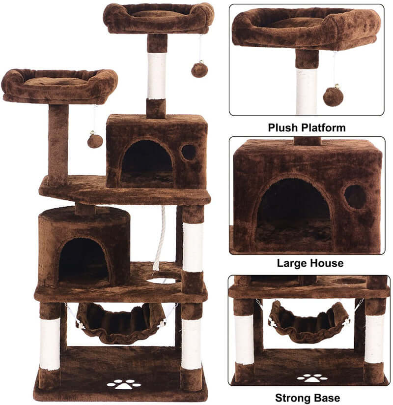 Cat Tree House with Scratching Posts Hammock - The Shopsite