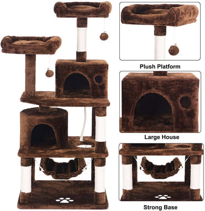 Cat Tree House with Scratching Posts Hammock - The Shopsite