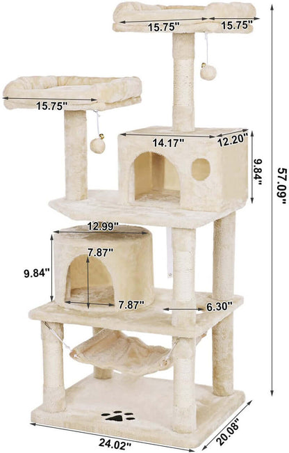 Cat Tree 150CM with Scratching Posts Hammock - The Shopsite