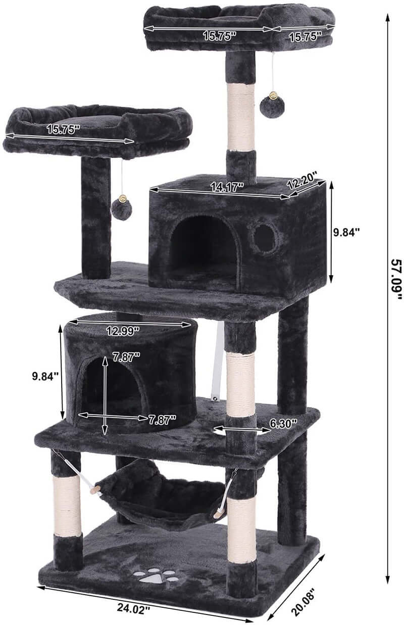 Cat Tree House with Scratching Posts Hammock