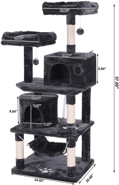 Cat Tree House with Scratching Posts Hammock