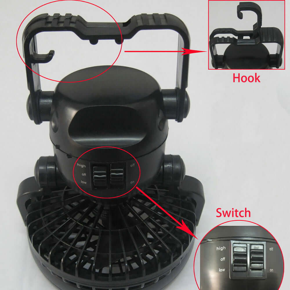 2 In 1 Camping Tent Lamp Lantern with Ceiling Fan - The Shopsite