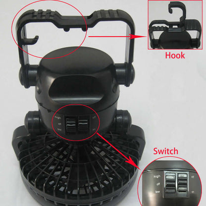 2 In 1 Camping Tent Lamp Lantern with Ceiling Fan - The Shopsite