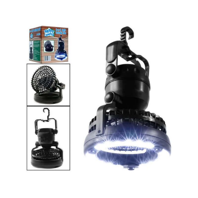 2 In 1 Camping Tent Lamp Lantern with Ceiling Fan - The Shopsite