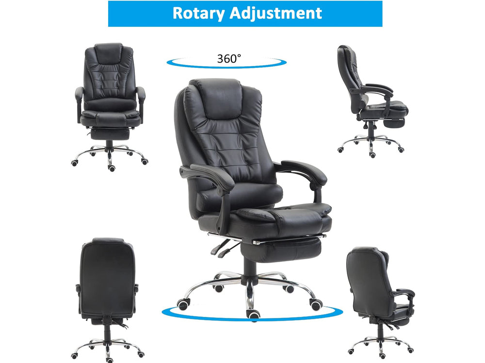 Office Chair with Footrest Black - The Shopsite