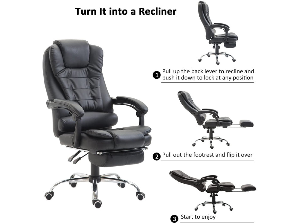 Office Chair with Footrest Black - The Shopsite