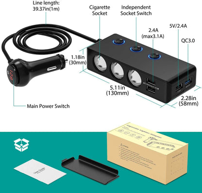 Cigarette lighter splitter black