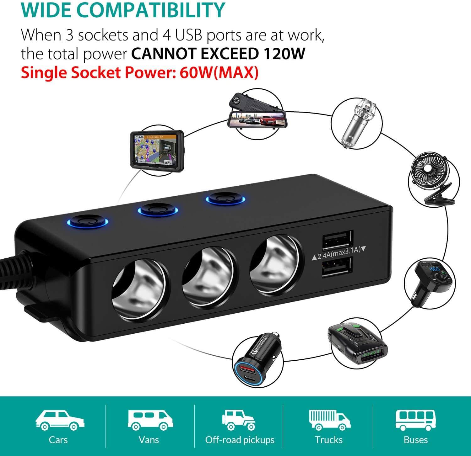 Adapter with extension power cord