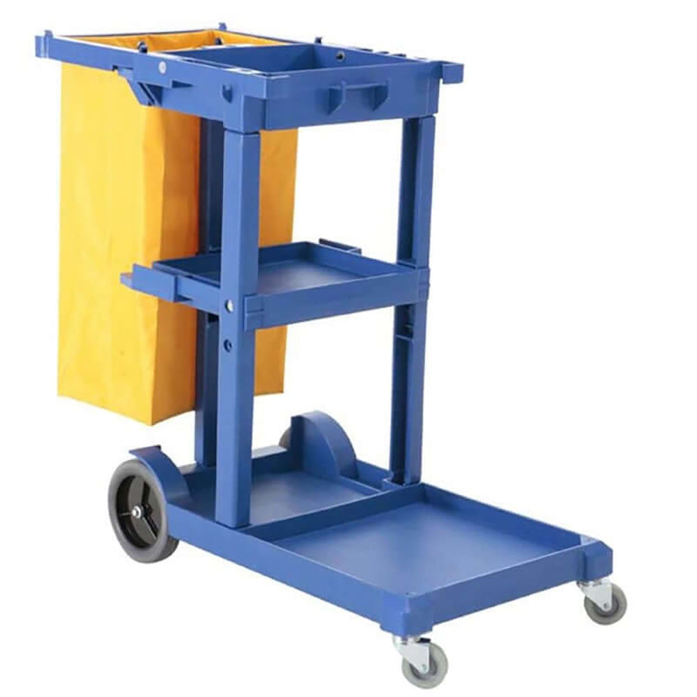 blue cleaning trolley cart