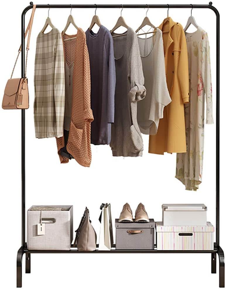 Clothes rail with hanging jackets