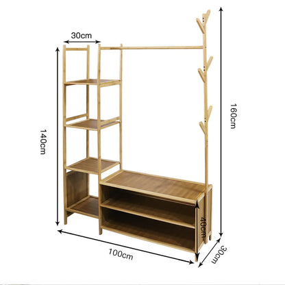 Cloth Rack Coat Rack Bamboo Wardrobe