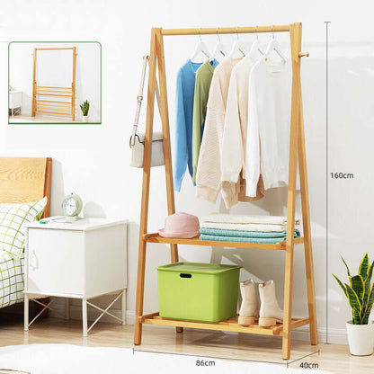 Cloth Rack Garment Rack Bamboo Clothes stand with Coat Rack - The Shopsite