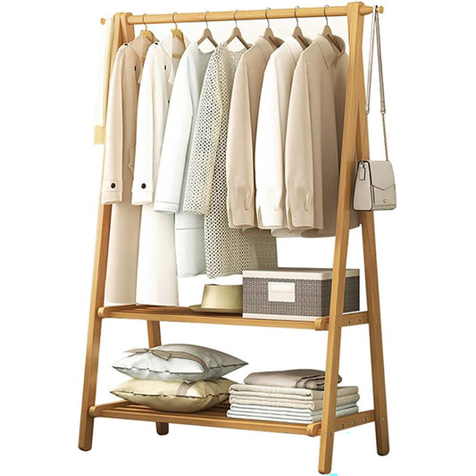 wooden floor standing clothing rack
