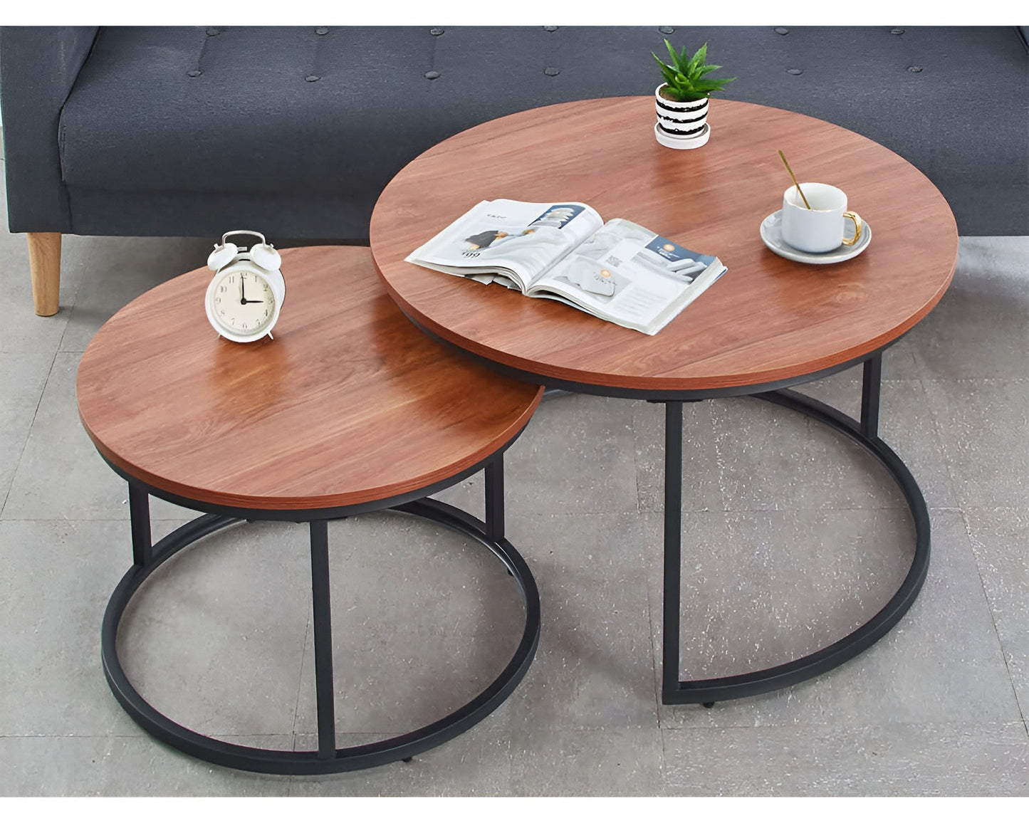 2 in 1 Round Nesting Coffee Table for Living Room