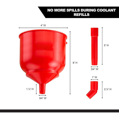 Spill Proof Car Radiator Coolant Filling Funnel Kit