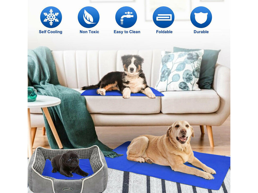 Pet Cooling Pad XXL – Gel Ice Mat for Dogs & Cats No Freezing Needed Blue