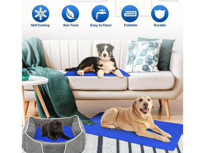 Pet Cooling Pad XXL – Gel Ice Mat for Dogs & Cats No Freezing Needed Blue
