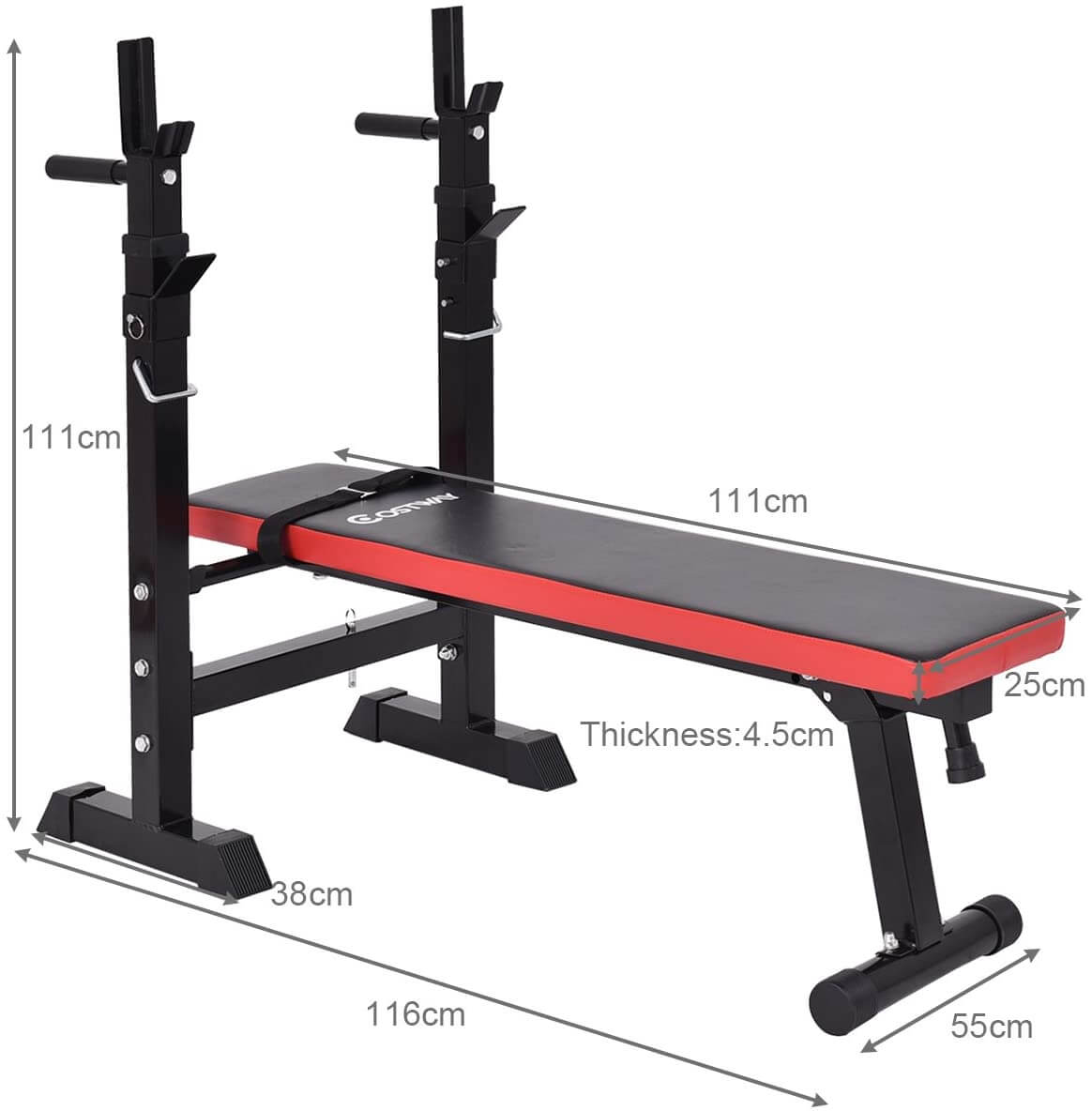 Adjustable Weight Bench Fitness Bench Home Gym Black - The Shopsite