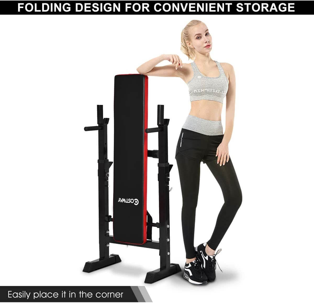 Adjustable Weight Bench Fitness Bench Home Gym Black - The Shopsite