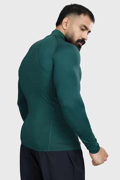 High Neck Compression Full Sleeves T-shirt Emerald