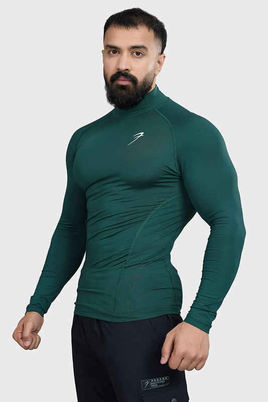 High Neck Compression Full Sleeves T-shirt Emerald