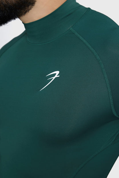 High Neck Compression Full Sleeves T-shirt Emerald