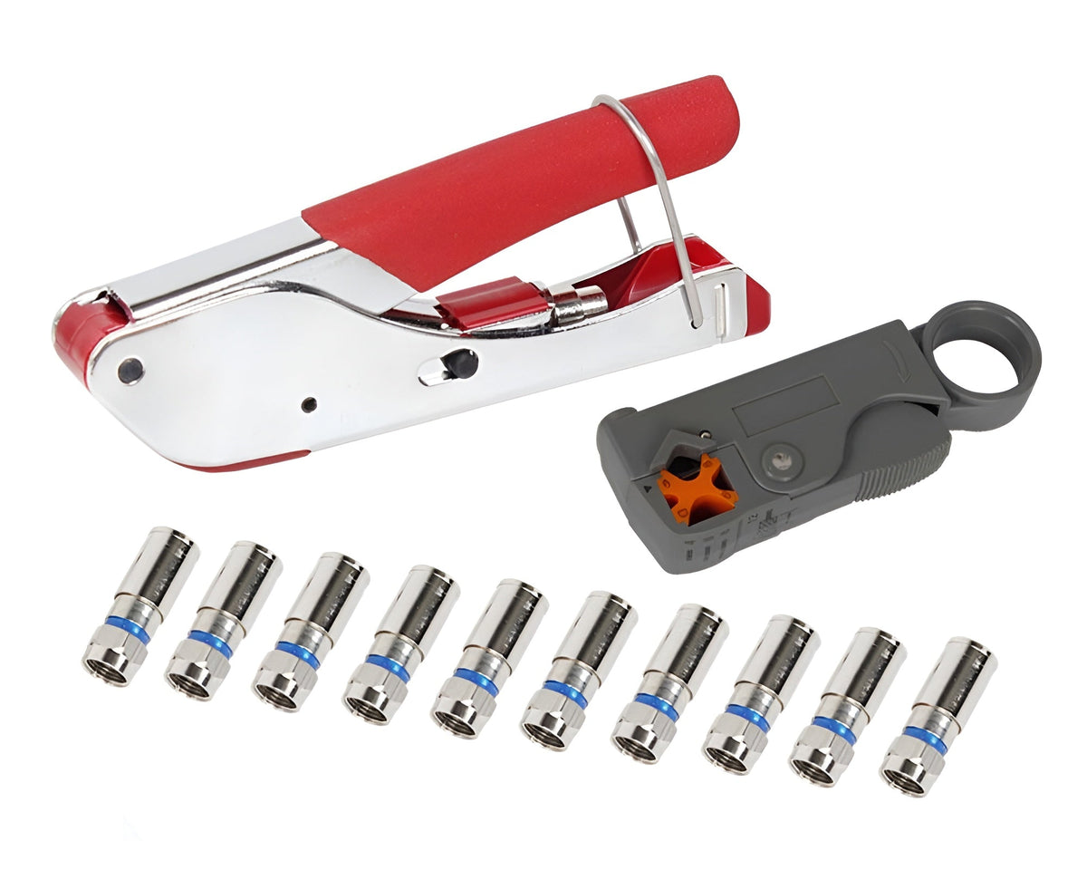 Tool Coax Rg59 Rg6 F Connector Fitting Crimper Cable Kit