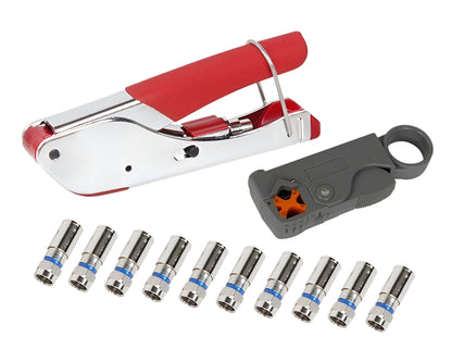 Tool Coax Rg59 Rg6 F Connector Fitting Crimper Cable Kit