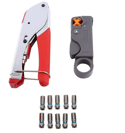 Tool Coax Rg59 Rg6 F Connector Fitting Crimper Cable Kit - The Shopsite